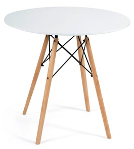 Обеденный стол CINDY NEXT, металл/мдф/бук, D70х75см, белый/натуральный арт.15854 в Кемерово