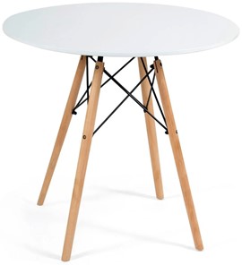 Кухонный обеденный стол CINDY NEXT, металл/мдф/бук, D80х75см, белый/натуральный арт.13067 в Кемерово
