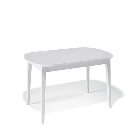 Обеденный раздвижной стол Kenner 1300M (Белый/Стекло белое глянец) в Кемерово - изображение