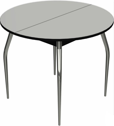 Кухонный раздвижной стол Ривьера исп. круг хром №5 (стекло белое/черный) в Кемерово - изображение