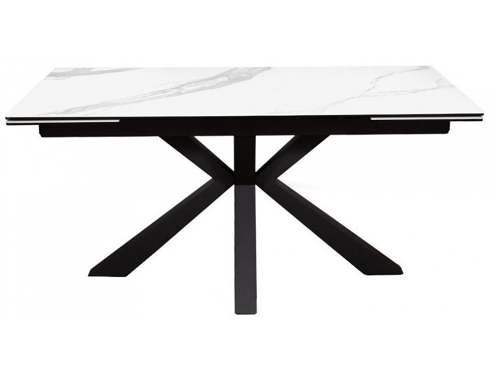 Стол раздвижной DikLine SFE140 Керамика Белый мрамор/подстолье черное/опоры черные (2 уп.) в Кемерово - изображение 1