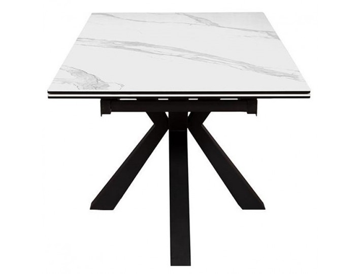 Стол раздвижной DikLine SFE140 Керамика Белый мрамор/подстолье черное/опоры черные (2 уп.) в Кемерово - изображение 2