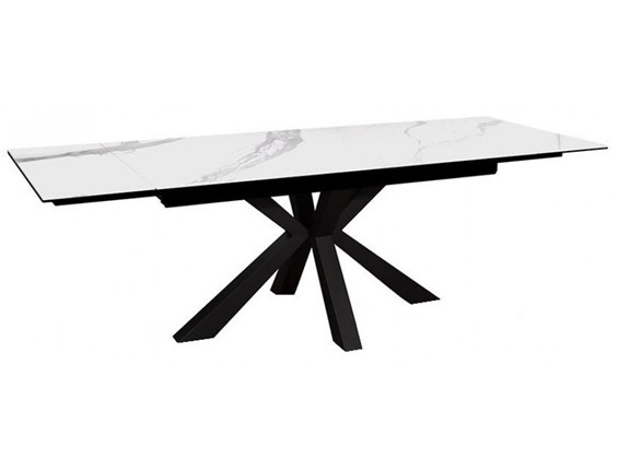 Стол раздвижной DikLine SFE140 Керамика Белый мрамор/подстолье черное/опоры черные (2 уп.) в Кемерово - изображение