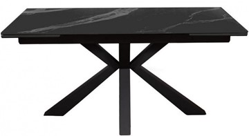 Стол обеденный раздвижной DikLine SFE140 Керамика Черный мрамор/подстолье черное/опоры черные (2 уп.) в Кемерово - предосмотр 1