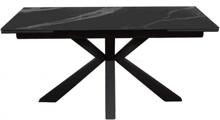 Стол обеденный раздвижной DikLine SFE140 Керамика Черный мрамор/подстолье черное/опоры черные (2 уп.) в Кемерово - изображение 1