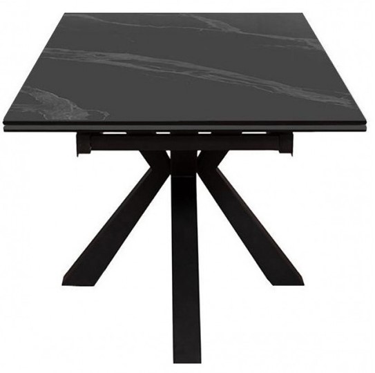 Стол обеденный раздвижной DikLine SFE140 Керамика Черный мрамор/подстолье черное/опоры черные (2 уп.) в Кемерово - изображение 2