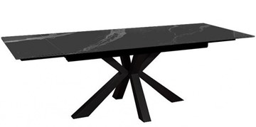 Стол обеденный раздвижной DikLine SFE140 Керамика Черный мрамор/подстолье черное/опоры черные (2 уп.) в Кемерово - предосмотр 3