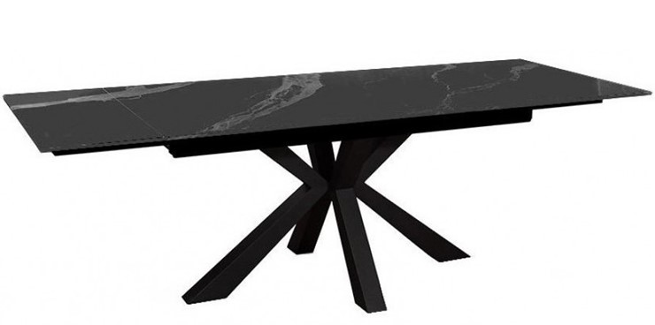 Стол обеденный раздвижной DikLine SFE140 Керамика Черный мрамор/подстолье черное/опоры черные (2 уп.) в Кемерово - изображение 3
