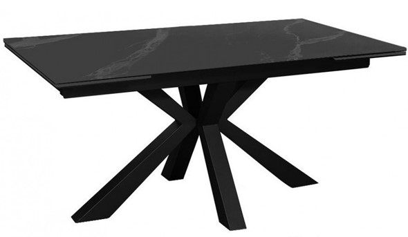 Стол обеденный раздвижной DikLine SFE140 Керамика Черный мрамор/подстолье черное/опоры черные (2 уп.) в Кемерово - изображение