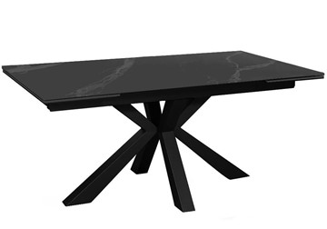 Стол обеденный раздвижной DikLine SFE160 Керамика Черный мрамор/подстолье черное/опоры черные (2 уп.) в Кемерово - предосмотр 1