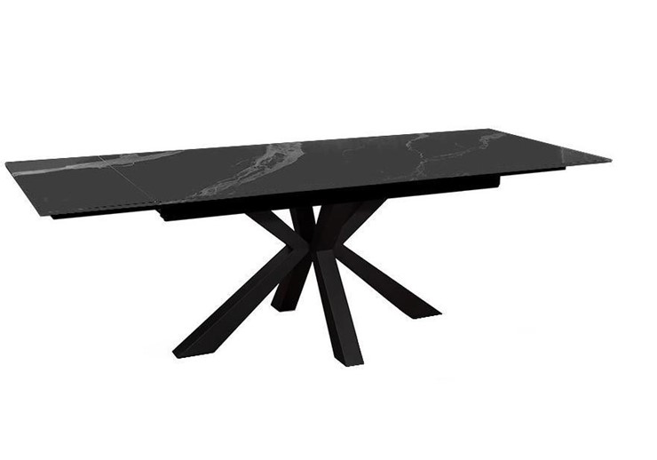 Стол обеденный раздвижной DikLine SFE160 Керамика Черный мрамор/подстолье черное/опоры черные (2 уп.) в Кемерово - изображение 2