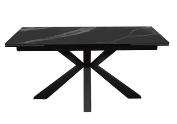 Стол обеденный раздвижной DikLine SFE160 Керамика Черный мрамор/подстолье черное/опоры черные (2 уп.) в Кемерово
