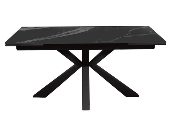 Стол обеденный раздвижной DikLine SFE160 Керамика Черный мрамор/подстолье черное/опоры черные (2 уп.) в Кемерово - изображение