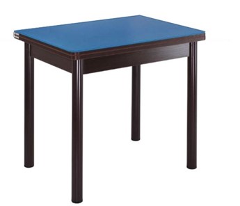 Кухонный пристенный стол СПА-07 СТ2, венге ЛДСП/стекло синие/38 прямые трубки крашеные коричневый в Кемерово
