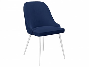 Обеденный стул 256, микровелюр К17 синий, ножки белые в Кемерово
