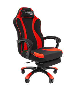 Кресло игровое CHAIRMAN GAME 35 с выдвижной подставкой для ног Ткань  черная / Ткань красная в Кемерово