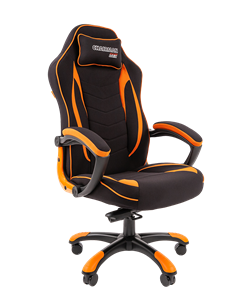 Кресло игровое CHAIRMAN GAME 28 Полиэстер комбинированная ткань оранжевый/черный в Кемерово