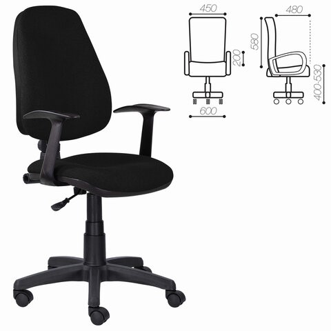 Кресло в офис Brabix Comfort MG-321, регулируемая эргономичная спинка, ткань, черное в Кемерово - изображение 5