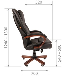 Кресло компьютерное CHAIRMAN 408 кожа черная в Кемерово - предосмотр 2
