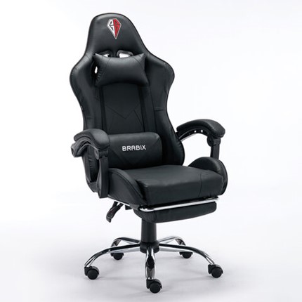 Офисное кресло RABIX "Dexter GM-135", подножка, две подушки, экокожа, черное, 532800 в Кемерово - изображение