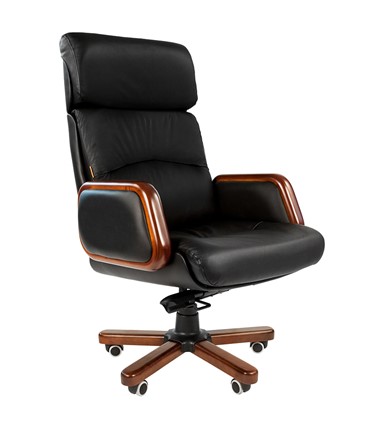 Компьютерное кресло CHAIRMAN 417 кожа черная в Кемерово - изображение