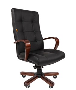 Кресло компьютерное CHAIRMAN 424 WD Кожа черная в Кемерово - предосмотр
