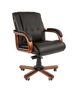 Кресло компьютерное CHAIRMAN 653M кожа черная в Кемерово - предосмотр