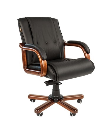 Кресло компьютерное CHAIRMAN 653M кожа черная в Кемерово - изображение