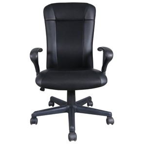 Кресло Brabix Optima MG-370 (с подлокотниками, экокожа/ткань, черное) 531580 в Кемерово