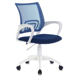 Офисное кресло Brabix Fly MG-396W (с подлокотниками, пластик белый, сетка, темно-синее) 532399 в Кемерово