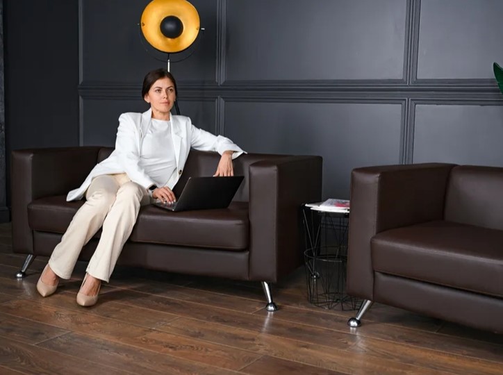Комплект мебели Альбиони коричневый кожзам  диван 2Д + кресло в Кемерово - изображение 4