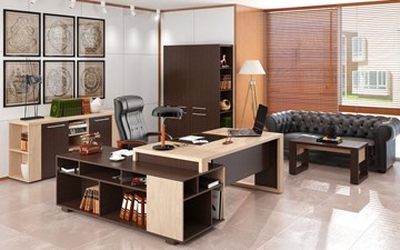 Кабинет руководителя ALTO с высоким шкафом для одежды, низким для документов и журнальным столиком в Кемерово - предосмотр 2