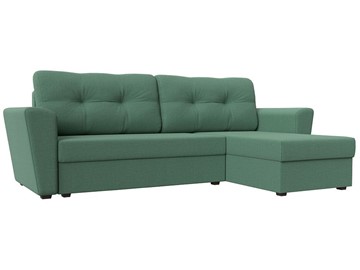 Угловой диван с оттоманкой Амстердам Лайт, Амур зеленый (рогожка) в Кемерово