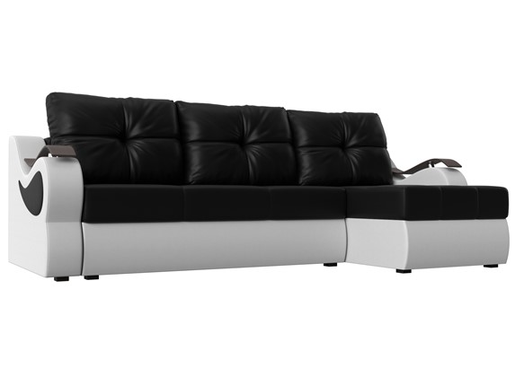 Угловой диван Меркурий, Черный/белый (экокожа) в Кемерово - изображение