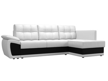 Угловой диван для гостиной Нэстор прайм, Белый/Черный (экокожа) в Кемерово