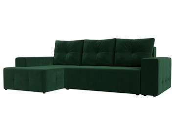 Угловой диван с оттоманкой Перри, Зеленый (велюр) в Кемерово