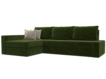 Угловой раскладной диван Версаль, Зеленый/Бежевый (микровельвет) в Кемерово