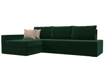 Угловой раскладной диван Версаль, Зеленый/Бежевый (велюр) в Кемерово
