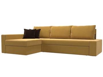 Угловой диван для гостиной Версаль, Желтый/Коричневый (микровельвет) в Кемерово