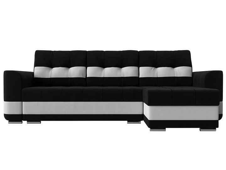 Угловой диван Честер, Черный/белый (вельвет/экокожа) в Кемерово - изображение 1