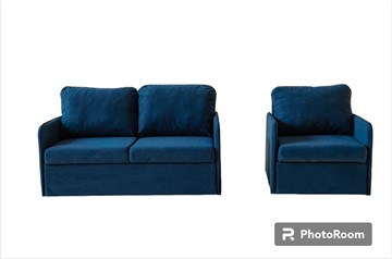 Мебельный набор Амира синий диван + кресло в Кемерово