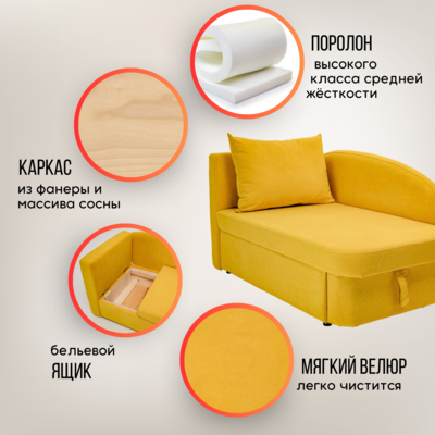 Диван-кровать левая Тедди желтый в Кемерово - изображение 18