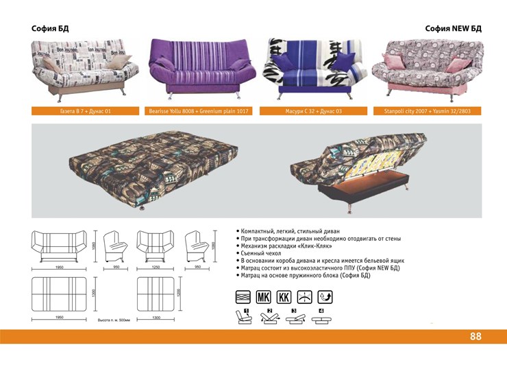 Прямой диван София Люкс пружинный блок в Кемерово - изображение 6