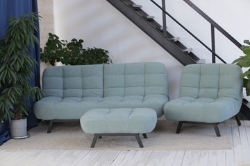 Комплект мебели Абри цвет мята кресло + диван + пуф опора металл в Кемерово