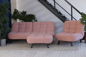 Комплект мебели Абри розовый кресло + диван + пуф опора металл в Кемерово
