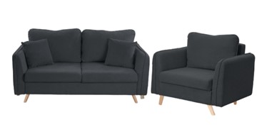 Комплект мебели Бертон графит диван+ кресло в Кемерово