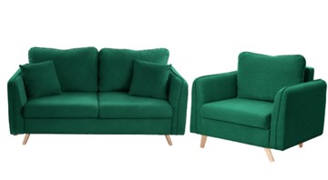 Комплект мебели Бертон изумрудный диван+ кресло в Кемерово