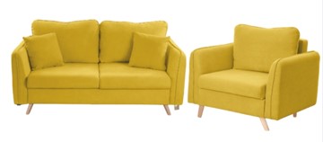 Комплект мебели Бертон желтый диван+ кресло в Кемерово