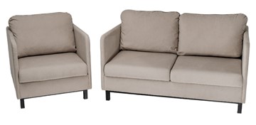 Комплект мебели диван + кресло-кровать Бэст бежевый в Кемерово - предосмотр