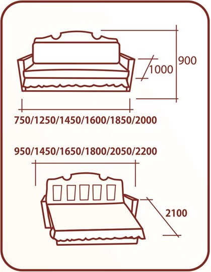 Прямой диван Аккордеон Бук 120, НПБ, Радуга в Кемерово - изображение 1